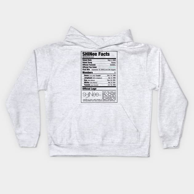 SHINee Nutritional Facts Kids Hoodie by skeletonvenus